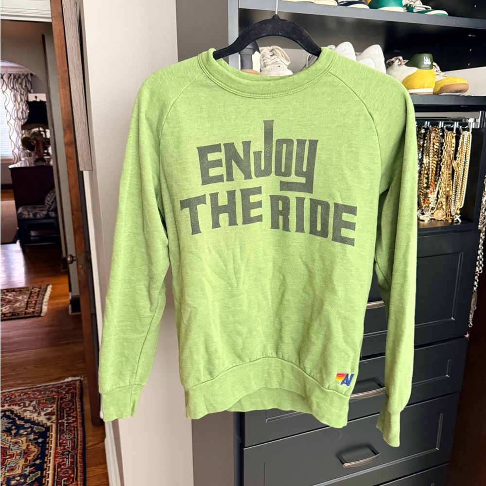 Aviator Nation Lime Green "Enjoy The Ride" Crewneck Sweatshirt